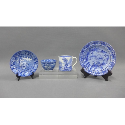 108 - Collection of Staffordshire blue and white transfer printed pottery to include a Davenport mug, milk... 