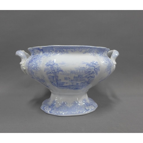 117 - 19th century blue and white transfer printed pottery to include a Bells Italian Scenery punch bowl P... 