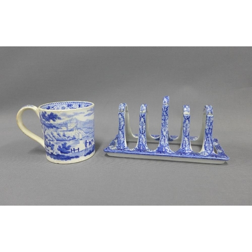 120 - 19th century Staffordshire blue and white transfer printed pottery to include a Spode basket, Cauldo... 