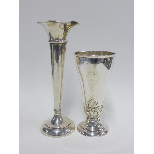 61 - Early 20th century silver items to  include a vase with flared rim, Birmingham 1911 and a Continenta... 