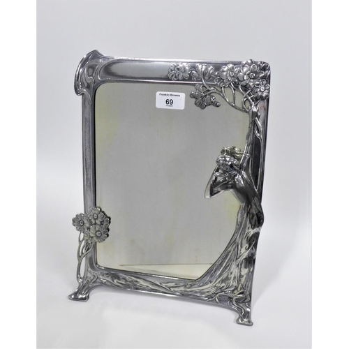 69 - WMF silver plated mirror with stamped makers mark,  36 x 27cm