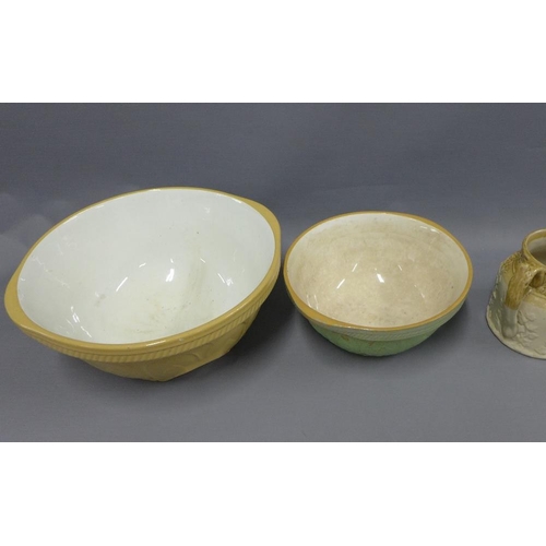 80 - T.G Green 'Gripstand' mixing bowl, another smaller and a stoneware jug, largest 36cm (3)