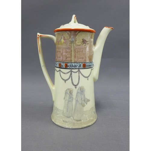 87 - Royal Doutlon 'Jackdaw of Rheims' series ware coffee pot, with printed factory marks, 20cm