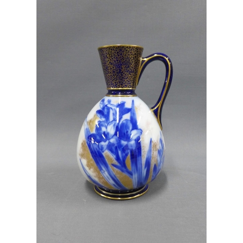 91 - Royal Doulton flow blue and white jug, with  impressed factory marks, 19cm