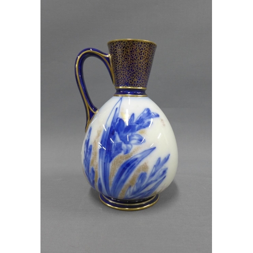 91 - Royal Doulton flow blue and white jug, with  impressed factory marks, 19cm