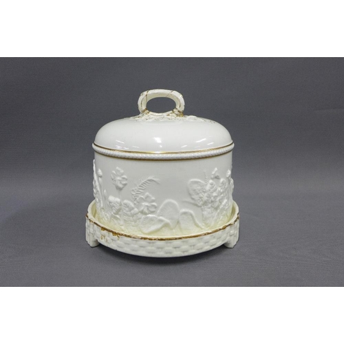 95 - Wedgwood white glazed cheese dome and cover, impressed marks, handle restored, 22cm