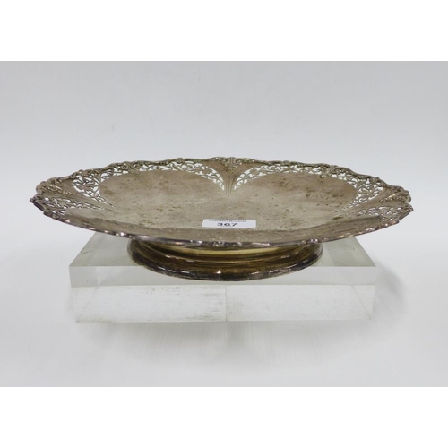 367 - George VI silver bowl, London 1936, with foliate pierced rim and pedestal foot, 26cm diameter