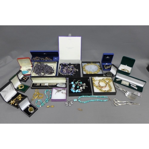 373 - A quantity of modern silver and costume jewellery, silver plated flatware, etc (a lot)