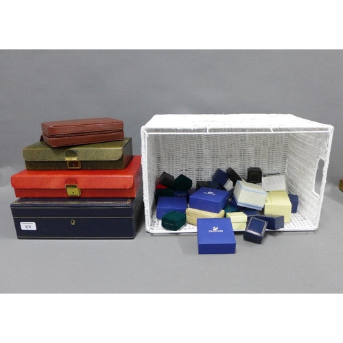 374 - Four leather jewellery boxes and a quantity of empty jewel boxes (a lot)