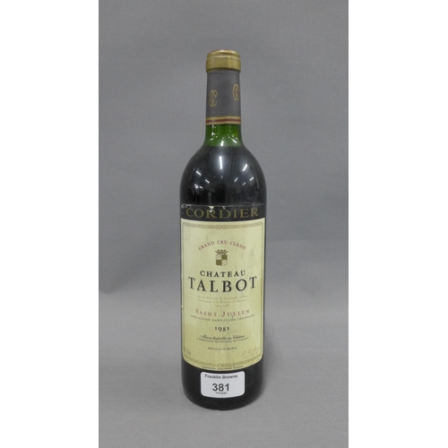 381 - Chateau Talbot, 1981, Saint Julien, 75cl