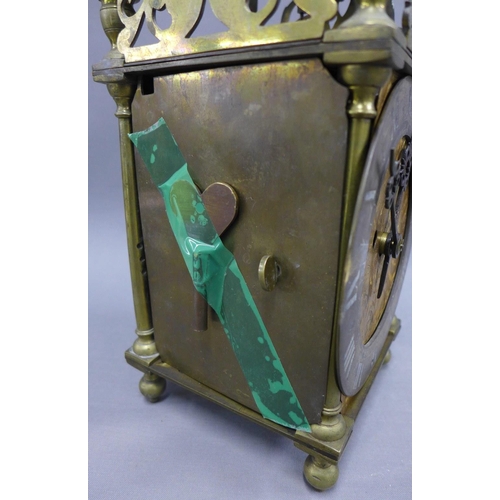 402 - Brass lantern clock, inscribed Henry Ireland, at y Dyallin Lothbury, 40cm