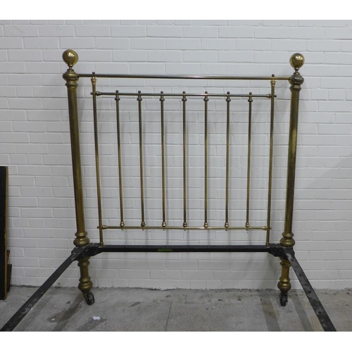 408 - Late 19th / early 20th century brass bed, double, with sprung base and side rails, no mattress, 140 ... 