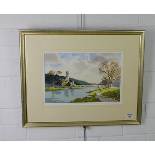 104 - Joseph Maxwell Stuart (SCOTTISH b.1956) 'River Tweed, Peebles', watercolour, signed and framed under... 