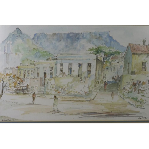 107 - Tony Grogan (South African School) 'Clarke Street, Cape Town', watercolour, signed and dated '90, fr... 