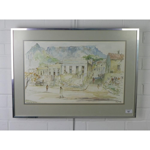 107 - Tony Grogan (South African School) 'Clarke Street, Cape Town', watercolour, signed and dated '90, fr... 