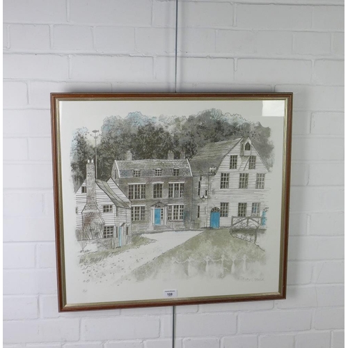 108 - Peter Gauld (1925-1989), 'coloured lithograph of Farningham, signed in pencil and numbered 6/125, fr... 