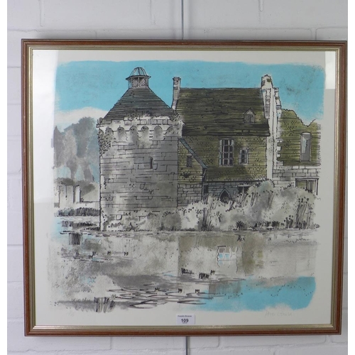 Peter Gauld (1925-1989), coloured lithograph of Scotney Castle, signed ...