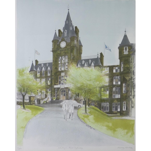 110 - Albany Wiseman, ' Edinburgh Royal Infirmary', coloured print, signed and numbered 21/250, framed und... 