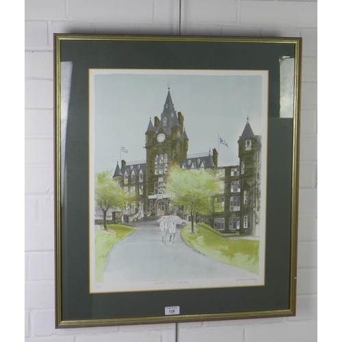 110 - Albany Wiseman, ' Edinburgh Royal Infirmary', coloured print, signed and numbered 21/250, framed und... 