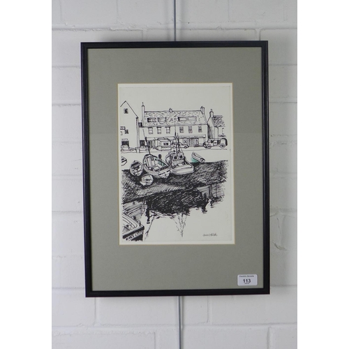 113 - Jack Firth RSW (SCOTTISH 1917 - 2010) 'Kings Lynn', ink sketch, signed and framed under glass, 20 x ... 