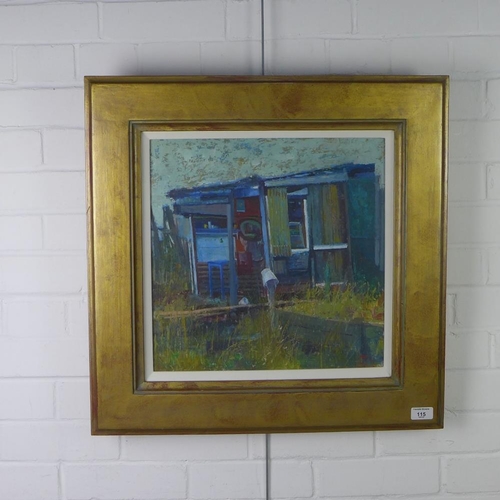 115 - William Birnie  RSW, RGI, PAI (SCOTTISH 1929-2006) 'Allotments X' oil  on board, signed and framed u... 