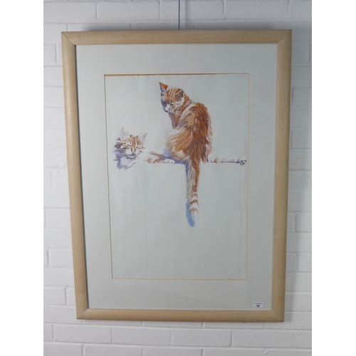 69 - Sue Beach, 'Chilling Out', watercolour on paper, signed and framed under glass, 48 x 73cm