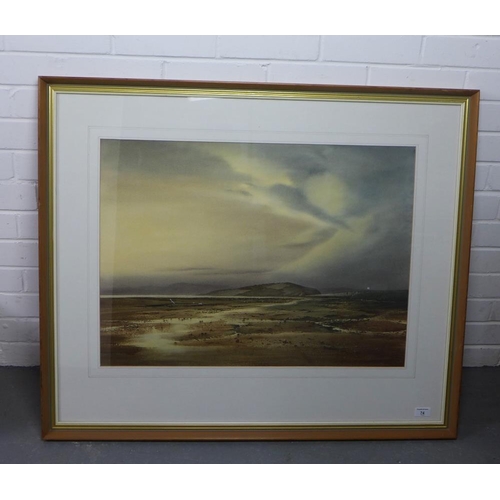 74 - John S. Gilchrist, watercolour of a shore scene, signed in pencil and dated 1984, framed under glass... 