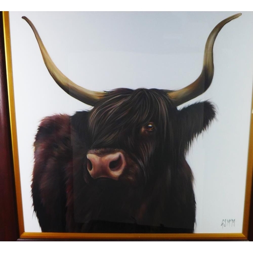 80 - Georgina McMaster  (SCOTTISH b. 1980) a large acrylic on canvas of a 'Kirsty' a Highland cow, signed... 