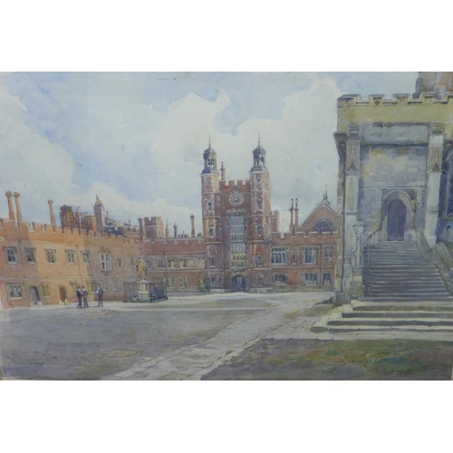 81 - Norma Davidson, Eton College, watercolour, signed and framed under glass, 48 x 34cm