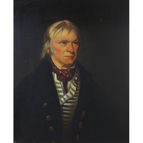 82 - Reproduction oil on canvas half length portrait of David Turner, born 1753 and died 1837 aged 84, in... 