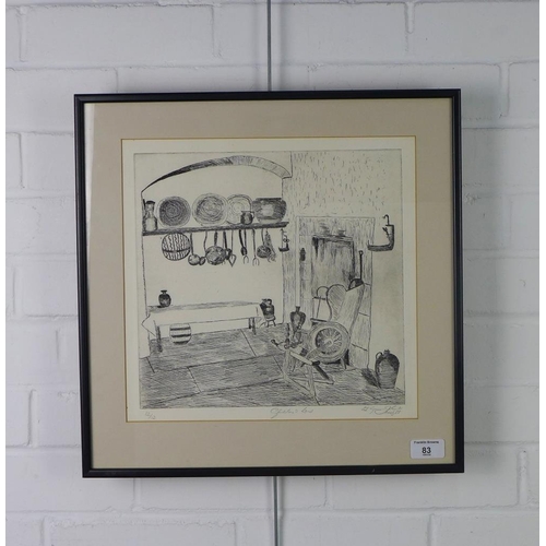 83 - Gladstone's Land a limited edition etching, signed indistinctly and numbered 12 / 12, framed under g... 