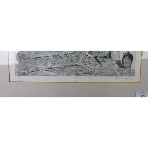 83 - Gladstone's Land a limited edition etching, signed indistinctly and numbered 12 / 12, framed under g... 