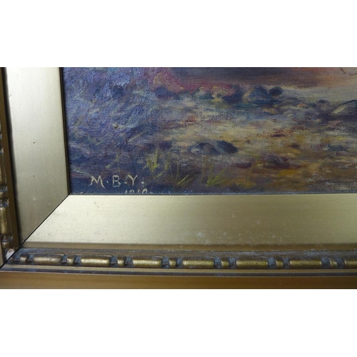 85 - M.B Yeoman, 'Ben Venue, Loch Achray', oil on canvas, signed with initials, in a moulded gilt frame, ... 