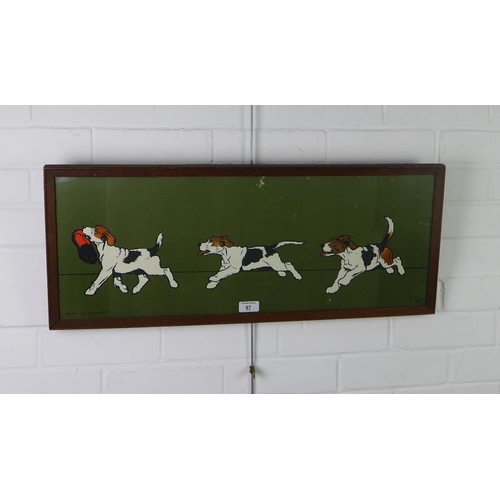 87 - 'Hunt the Slipper' a coloured Cecil Aldin print,in a glazed frame, size overall 74 x 31cm