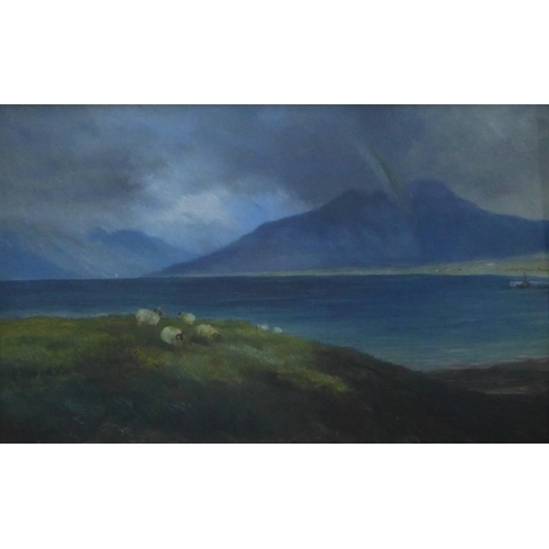 88 - John MacWhirter RA (SCOTTISH, 1839-1911) 'Broadford Bay', oil on canvas board, signed and framed und... 