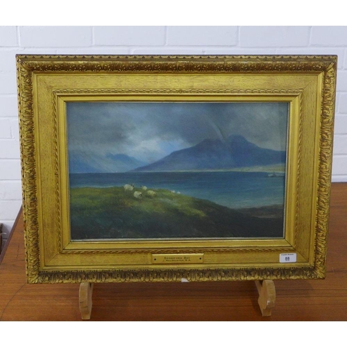 88 - John MacWhirter RA (SCOTTISH, 1839-1911) 'Broadford Bay', oil on canvas board, signed and framed und... 