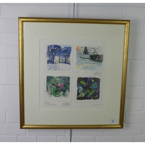 97 - Gillian McConnell, 'Winter', a collection of four watercolours, signed and dated '04,  contained wit... 