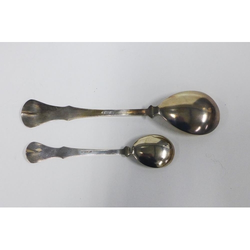 33 - Marius Hammer cased set of silver gilt spoons, comprising twelve glace spoons and two serving spoons... 