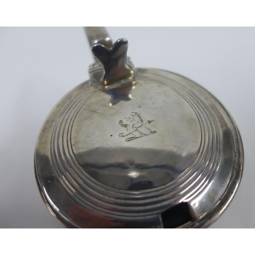 39 - William IV silver mustard, William Hewitt, London 1833, complete with blue glass liner and an associ... 