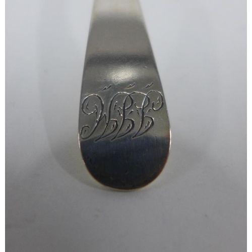 53 - Novelty silver dagger, Robert Allison Glasgow 1957, 14cm and two Scottish provincial silver sauce la... 