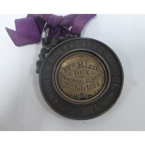 58 - Mixed lot to include a Victorian silver Edinburgh Collegiate School medallion, Epns sifter spoon, su... 