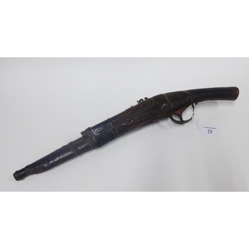 73 - Antique flintlock pistol, 53 cm long (a/f)