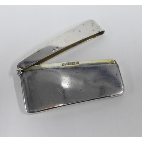 8 - George VI silver card case, Birmingham 1938 and a foliate engraved white metal card case, 8cm (2)