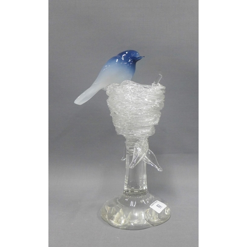 82 - Murano art glass bird and nest, designed by Elio Raffaeli, signed with etched signature, 30cm high