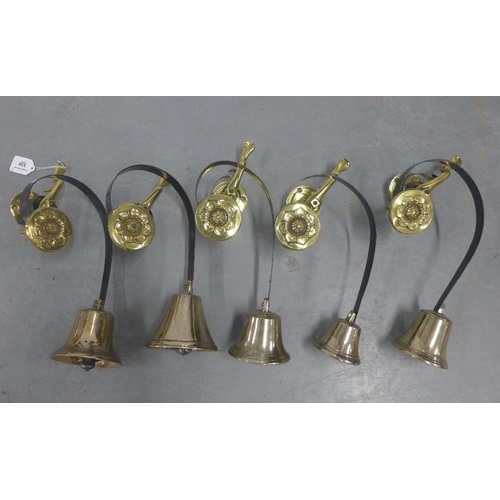 339 - A set of brass servants bell, graduating size (5)