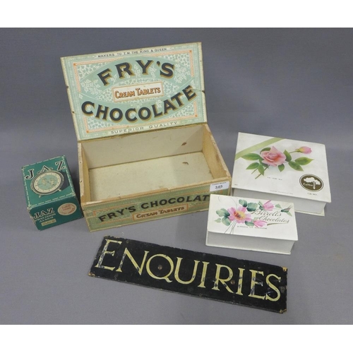 345 - A collection of early 20th century advertising boxes to include Fry's Cream Tablets, Jaz for the Hou... 