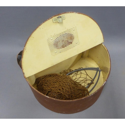 356 - Vintage fishing box and net, 35cm