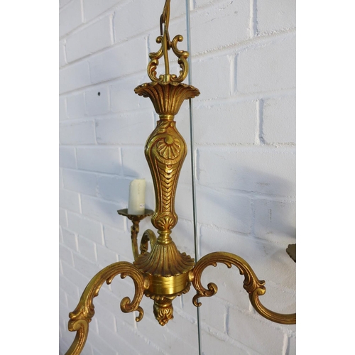 361 - Brass three branch light fitting, 40 x 45cm approx