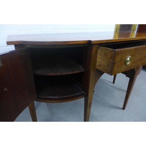 365 - 19th century mahogany and chequer inlaid bow front sideboard, 153 x 88 x 60cm