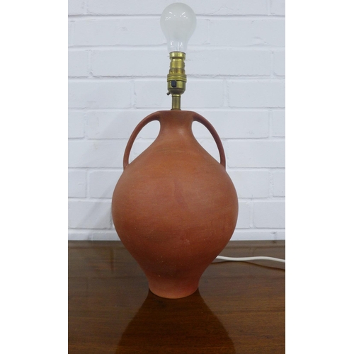 368 - Terracotta Roman style table lamp base, 38cm